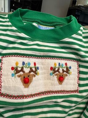 Velani classics smocked reindeer shirt rudolf holiday Christmas